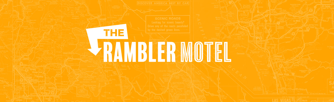 The Rambler Motel sign in orange